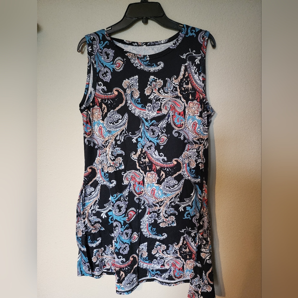 Womens Casual Sleeveless Damask Print Dress